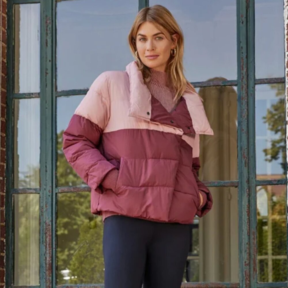 Summersalt Eco Colorblock Puffer Pink Jacket Size L - Picture 2 of 7